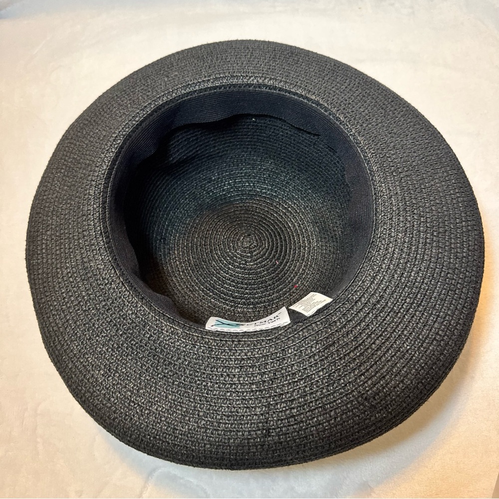 Betmar New York Vintage Black Rolled Brim Straw Sun Hat Resort Wear Retro - Picture 8 of 9